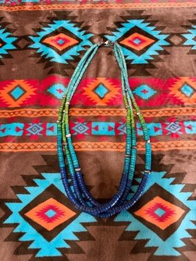 Chico's Multistrand Blue & Green Beaded Necklace
